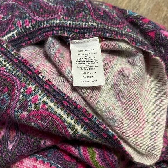 Talbots Audrey Paisley Pink & Purple Cashmere Sweater Small EUC - Picture 5 of 8